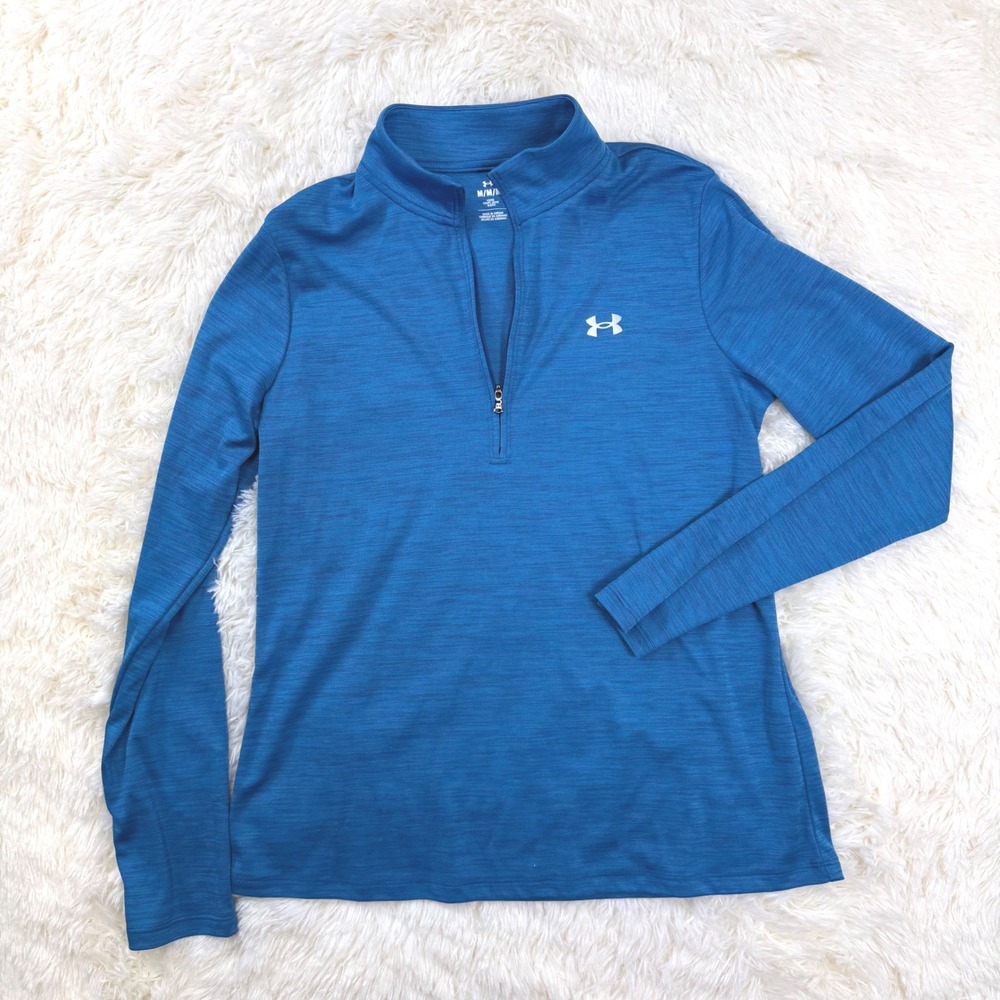 Under Armour Pullover Womens Medium Blue 1/4 Zip Long Sleeve Loose Fit Running